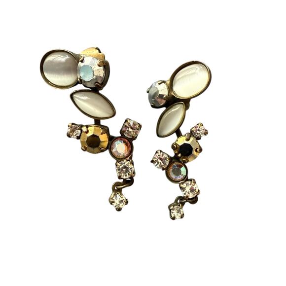 Sorrelli Crystal Brass Tone Asymmetrical Earrings - Picture 1 of 7